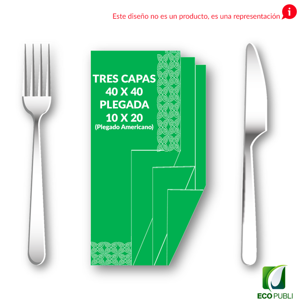 Servilleta 10X20 Cerrada 3 Capas 1/8 Plegado Americano