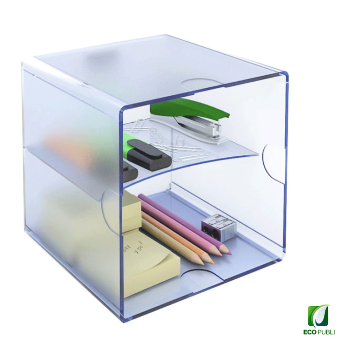 Cubo Archivador con divisor horizontal Azul.