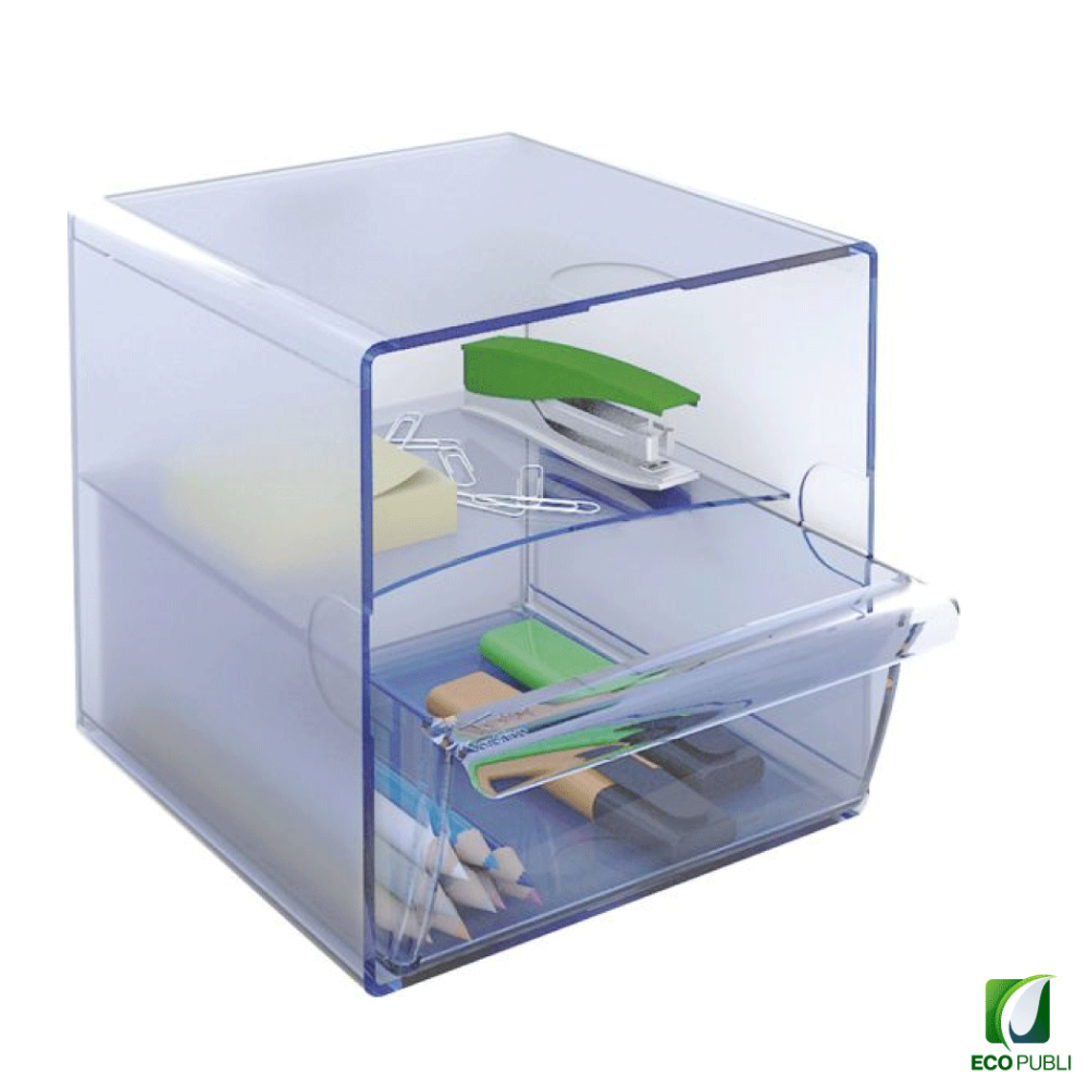 Cubo Archivador con divisor y un cajón Azul.