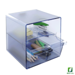 Cubo Archivador con divisor y dos cajones pequeños Azul.