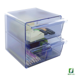 Cubo Archivador con dos cajones pequeños y uno grande Azul.