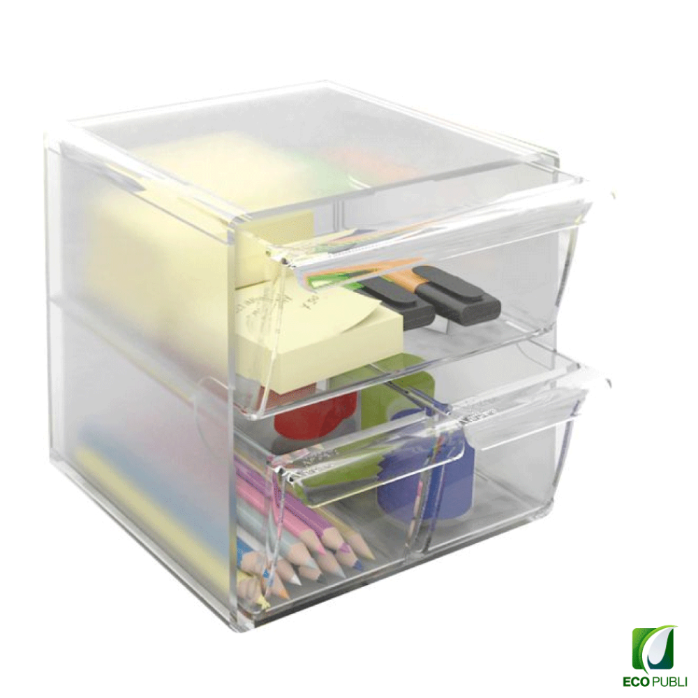 Cubo Archivador con dos cajones pequeños y uno grande.
