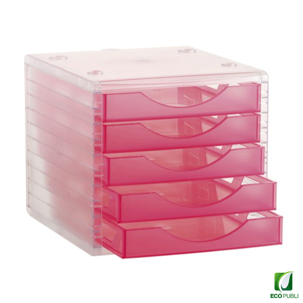 Módulo organizador cinco cajones fucsia