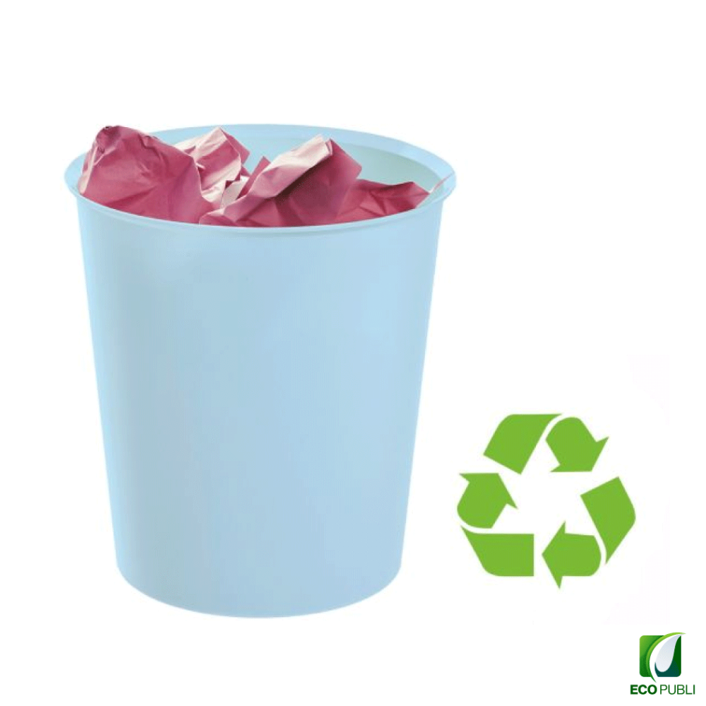 Papelera sostenible 18L azul pastel ecopubli
