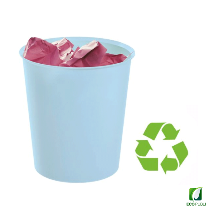 Papelera sostenible 18L azul pastel ecopubli