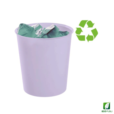 Papelera sostenible 18L malva pastel. Garantía Ecopubli.