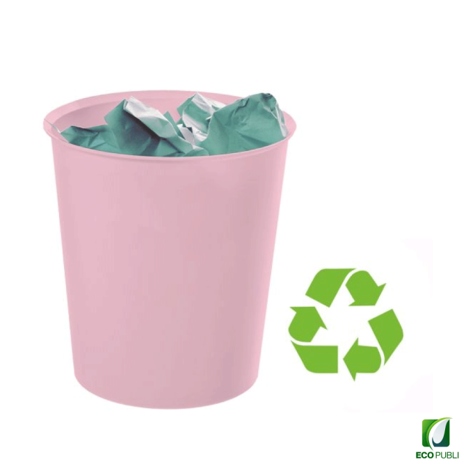Papelera sostenible 18L rosa pastel ecopubli