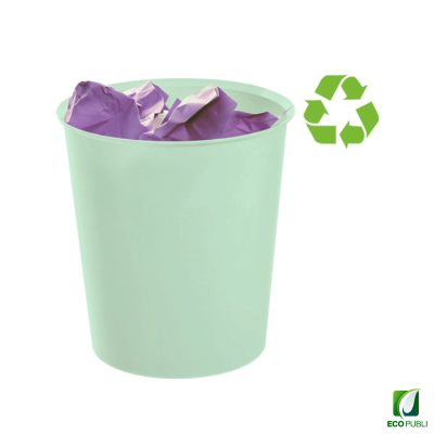 Papelera sostenible 18L verde pastel ecopubli