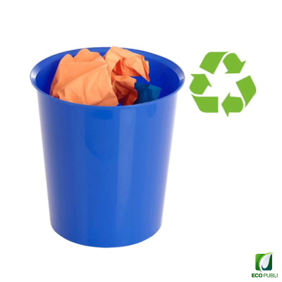 Papelera sostenible 18L azul ecopubli