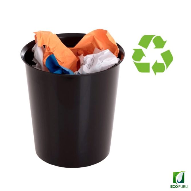 Papelera sostenible 18L negra ecopubli