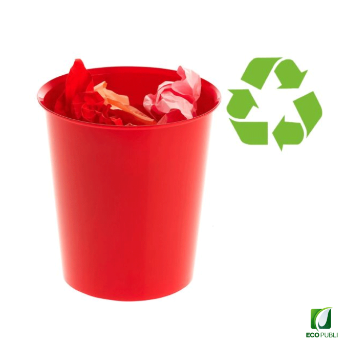 Papelera sostenible 18L roja ecopubli