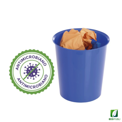 Papelera antimicrobiana 18L azul ecopubli