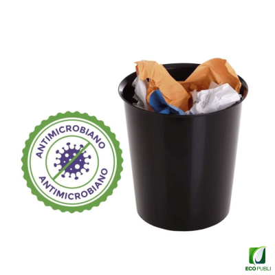 Papelera antimicrobiana 18L negra ecopubli
