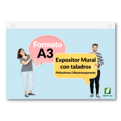 Expositor Mural con Taladros A3 Horizontal. Garantía Ecopubli