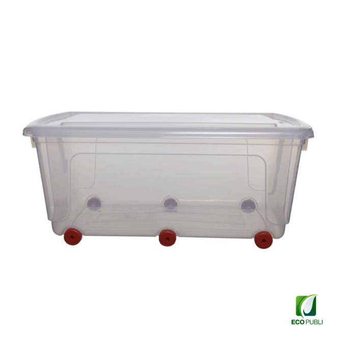 Caja Almacenaje 70 litros con 6 Ruedas y Tapa