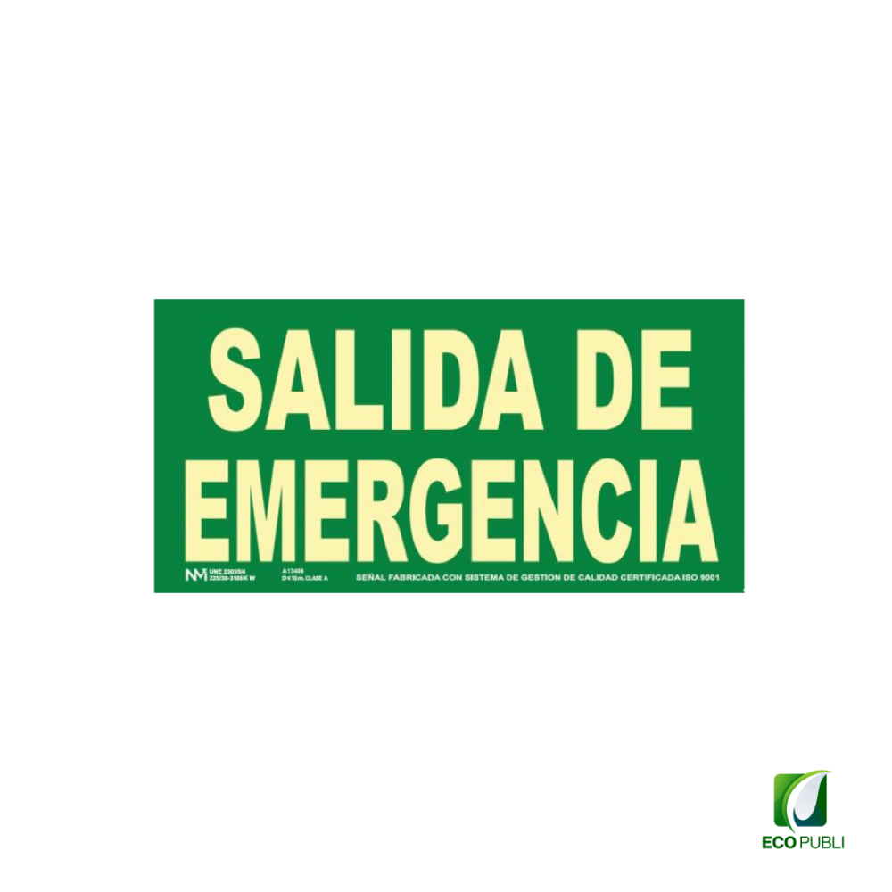 Señal de Seguridad Salida de Emergencia 320X160 mm