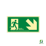 Señal de Seguridad Evacuar Escalera abajo Derecha 320X160 mm