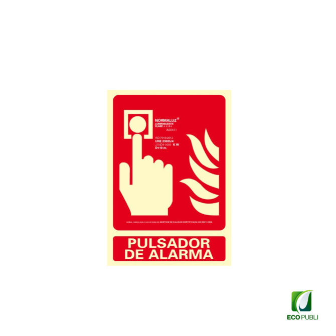 Señal de Incendio Pulsador Alarma 210X300 mm
