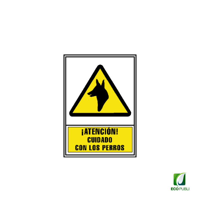 Señal de Aviso Atención Cuidado con los Perros 210X297 mm
