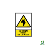 Señal de Aviso Atención Cuidado con los Perros 210X297 mm