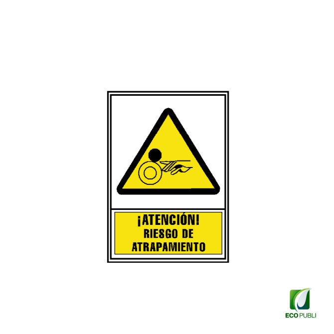 Señal de Aviso Atención Riesgo de Atrapamiento 210X297 mm