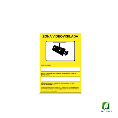 Señal Aviso Atención Cámara de Vigilancia 24 Horas 210X297 mm.
