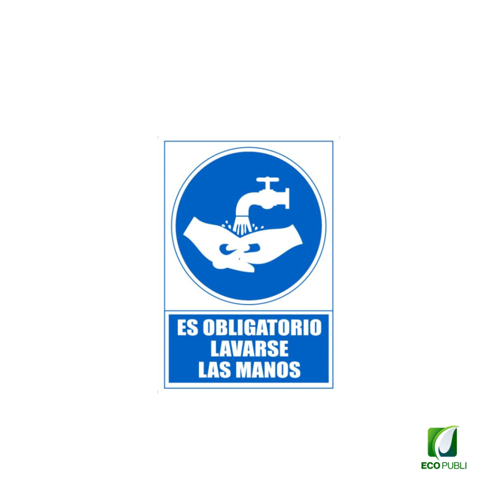 Señal de Obligación de Lavarse las Manos 210X297 mm