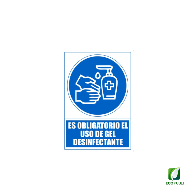 Señal de Obligación de Uso de Gel Desinfectante 210X297 mm.