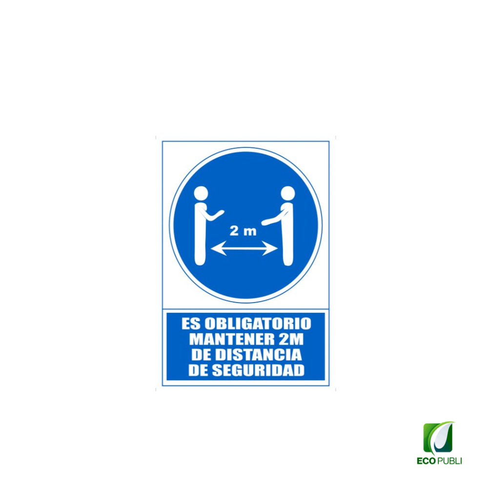 Señal Obligación de Mantener Distancia 200 cm de Seguridad 210X297 mm