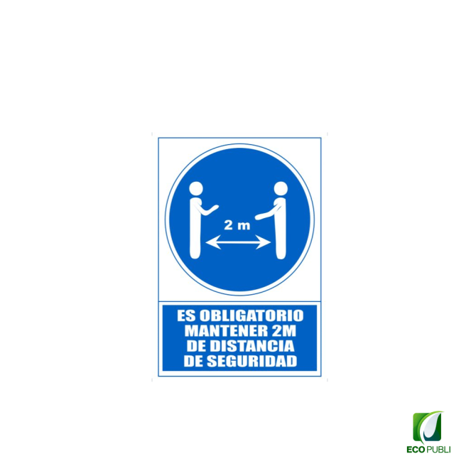 Señal Obligación de Mantener Distancia 200 cm de Seguridad 210X297 mm