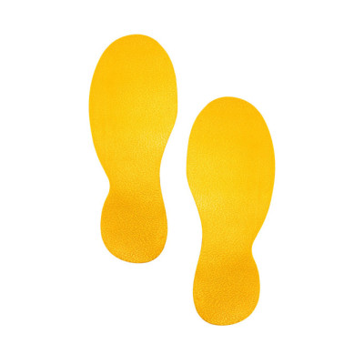 Adhesivo Forma dos HUELLAS Marcaje Suelo 90x240mm Amarillas