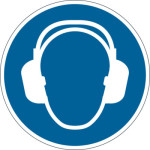 Adhesivo Obligación USE PROTECCIÓN AUDITIVA Diámetro 430mm Azul