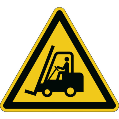 Adhesivo seguridad PRECAUCIÓN CARRETILLA ELEVADORA 430x430mm Amarillo