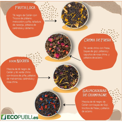 Bolsas Té PREMIUM Personalizadas Diferentes Sabores. Ecopubli