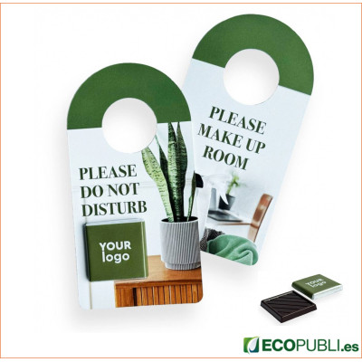 Colgador de Puerta Personalizado con Chocolatina. Ecopubli.