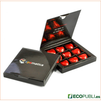 Caja Regalo Personalizada Corazones de Chocolate.
