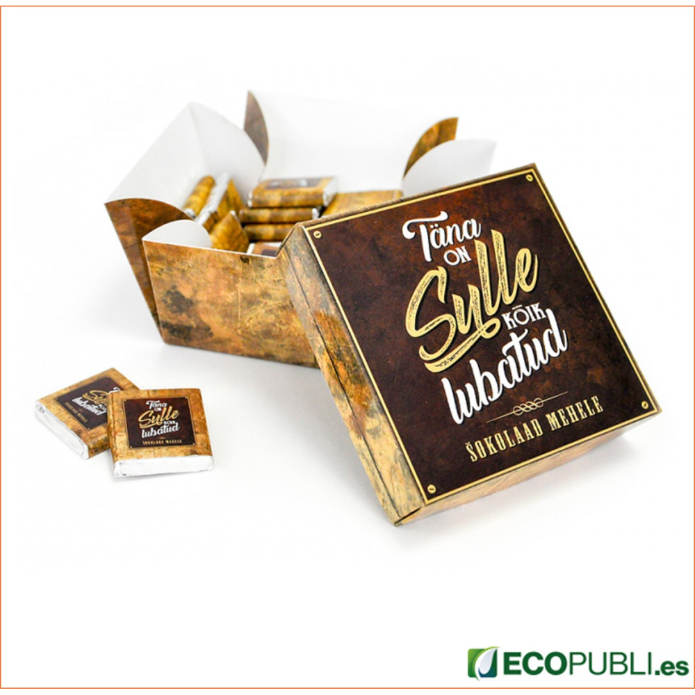 Cubo Personalizado de Chocolatinas Ecopubli. Garantí Ecopubli