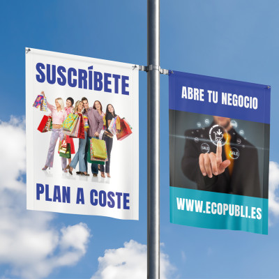Banderolas Farolas Lona de 800 gr. Garantía Ecopubli.